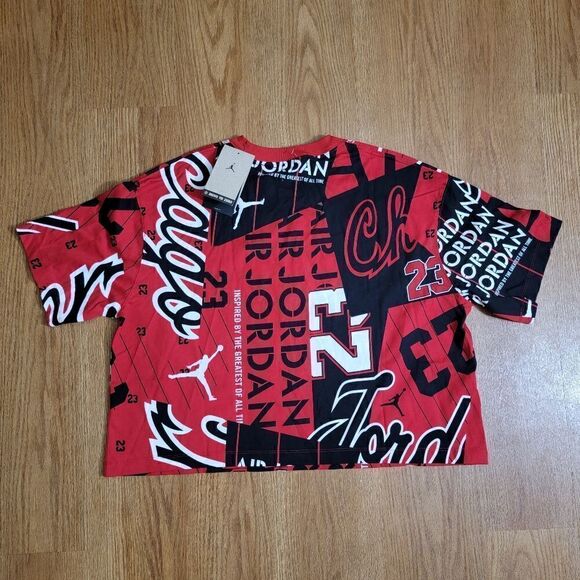 Air Jordan 1 2 3 4 5 6 11 12 13 Bred OG Heritage Women's Crop Top Tee Shirt Red - Picture 4 of 16